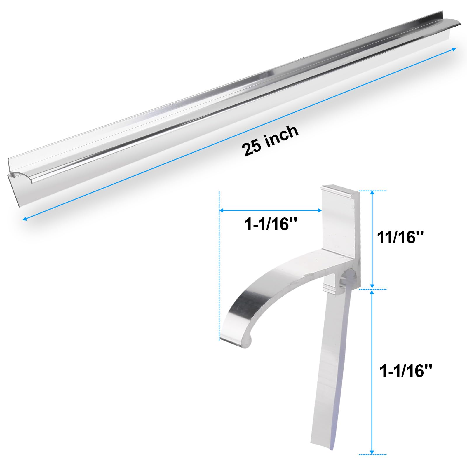AQDD chrome framed drip rail with adhesive strip enables quick, tool-free installation.