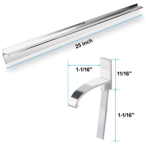 AQDD chrome framed drip rail with adhesive strip enables quick, tool-free installation.