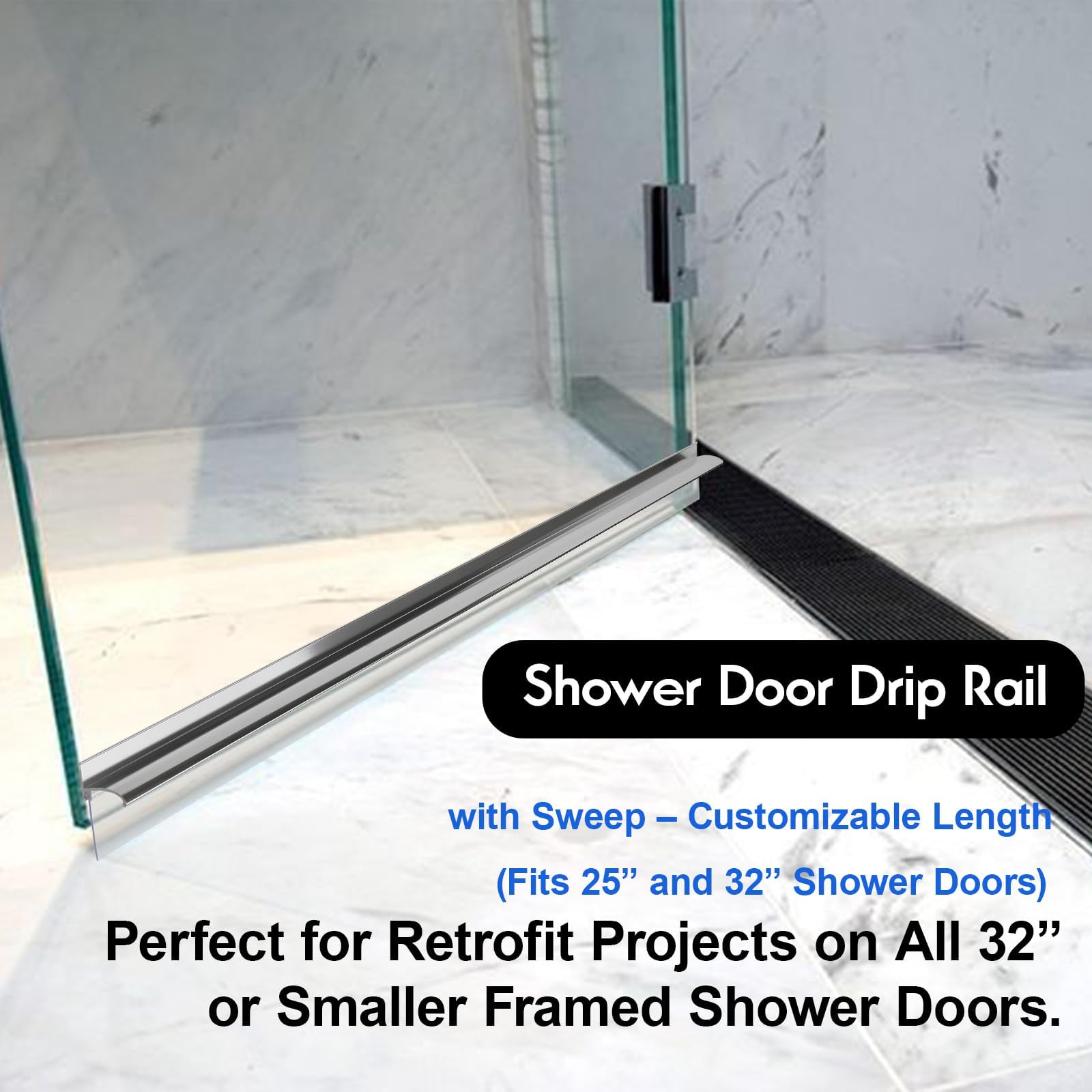 AQDD vinyl bottom sweep for shower doors reduces leakage and improves door seal.