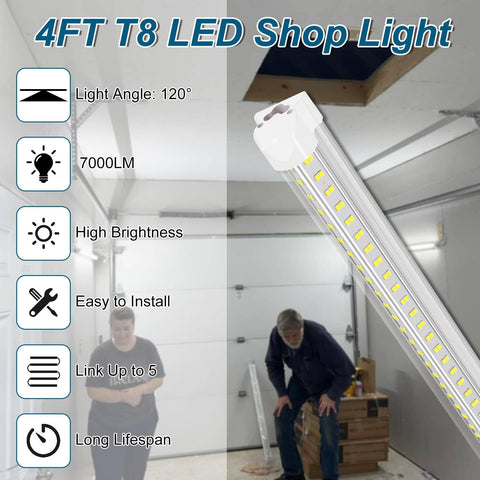 AQIQUUT 4ft shop light shown hardwired to wall switch for steady illumination.