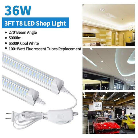 AQIQUUT 3ft LED shop light hardwired to a wall switch for flexible control.