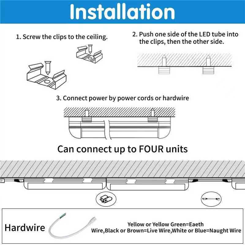 AQIQUUT 3ft LED shop light long lifespan over 25,000 hours.
