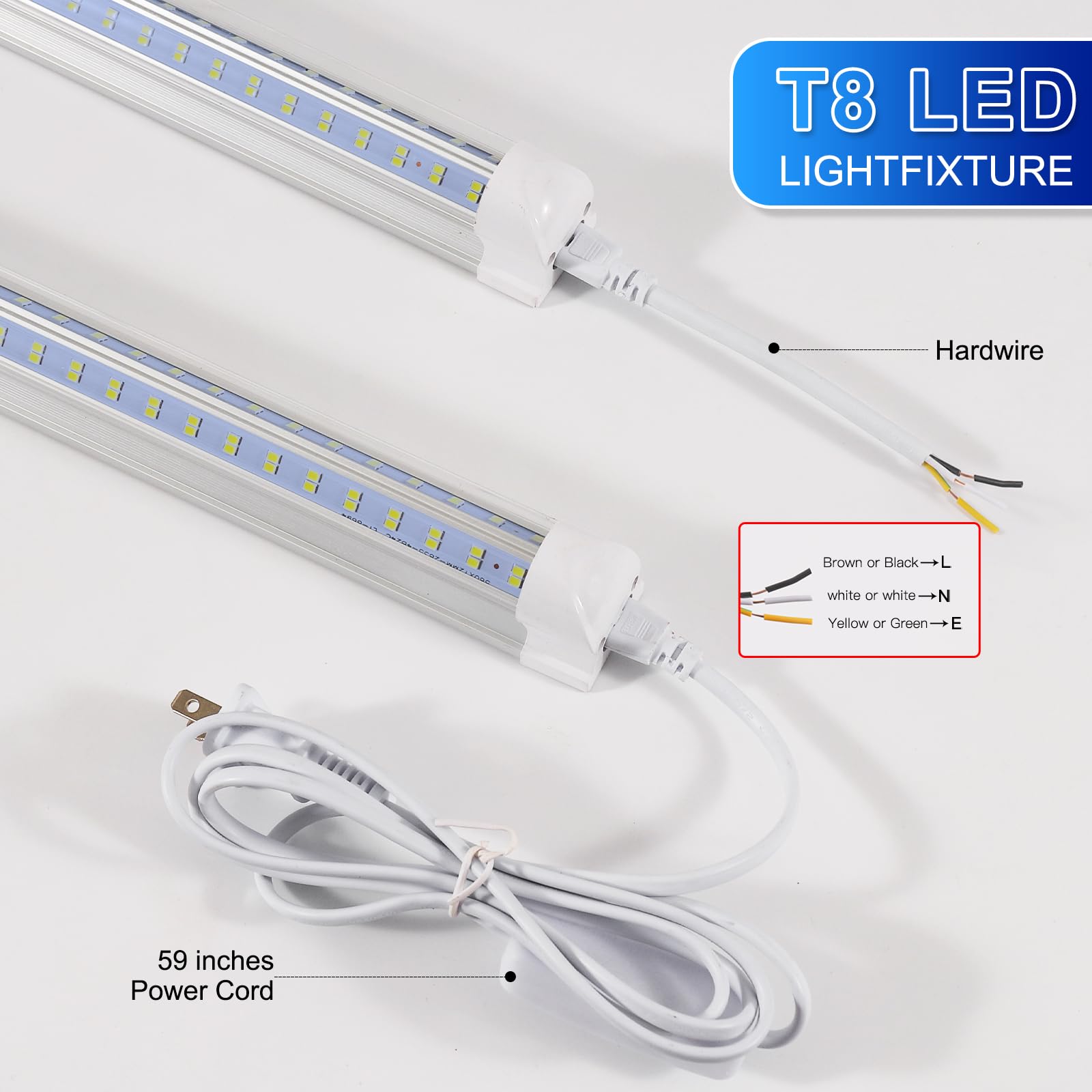 AQIQUUT 3ft LED shop light V-shaped lens delivers wide 270-degree coverage.