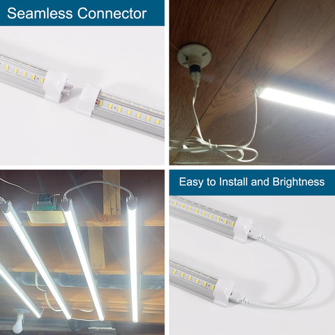 AQIQUUT 4ft shop light shown in a linkable setup for scalable garage lighting