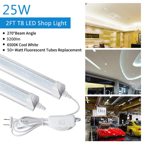 AQIQUUT 2ft LED shop light delivers 6500K daylight for crisp, bright workspaces.