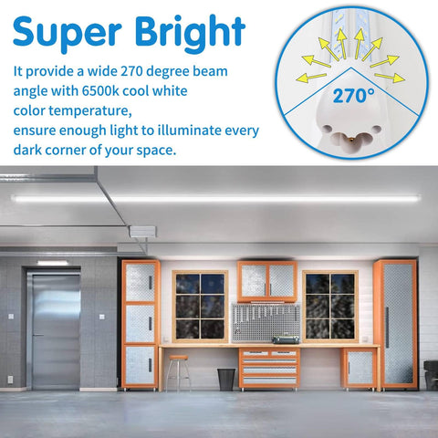 AQIQUUT LED shop lights V-shape angles provide broad coverage for workshops.