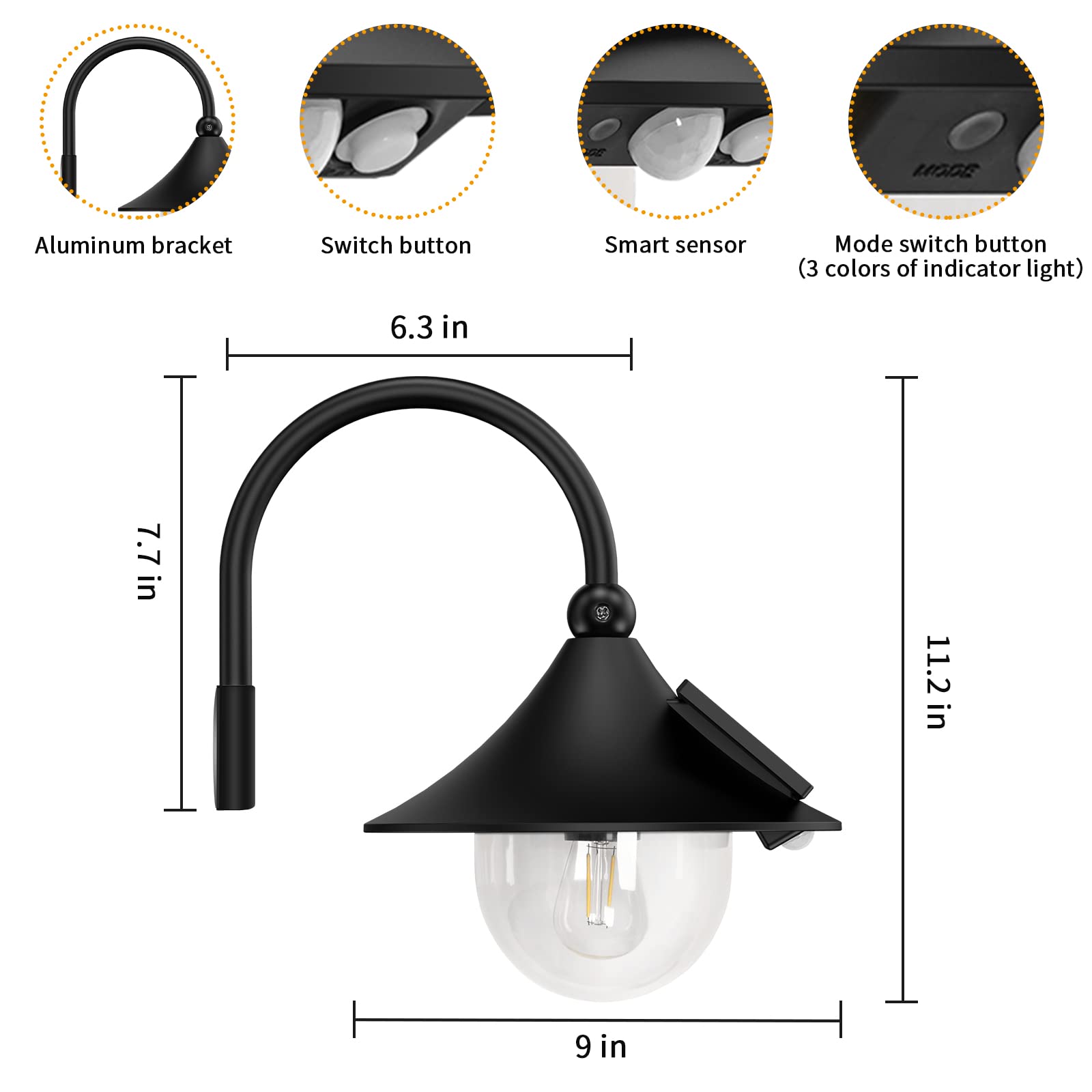 Aqonsie Solar Barn Light IP65 waterproof construction for rain and heat