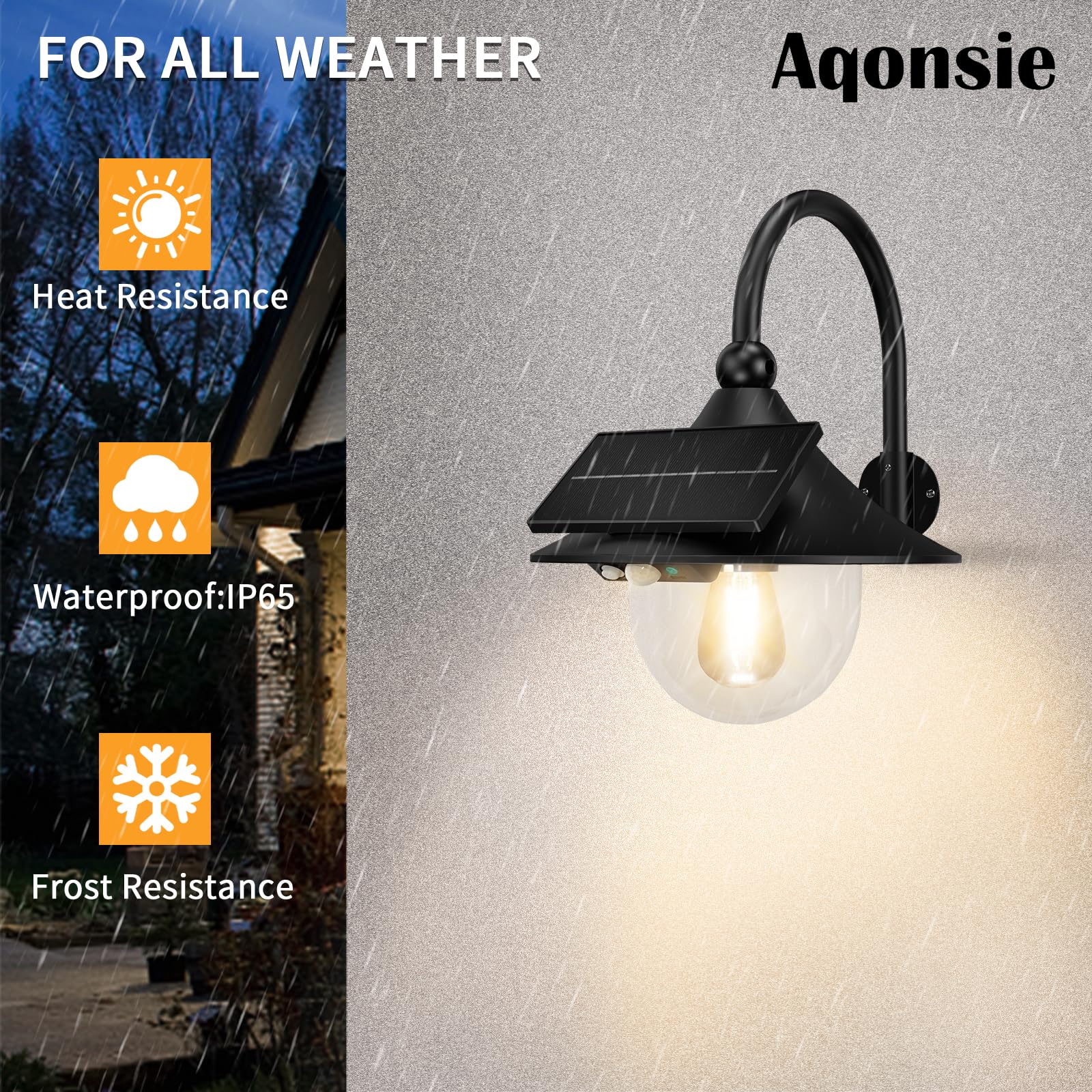 Aqonsie Solar Barn Light rust-resistant aluminum design withstands weather