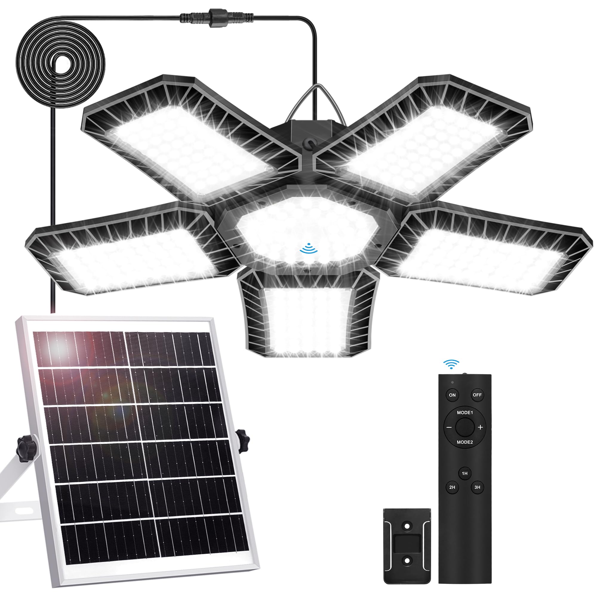 Aqonsie solar shed light with adjustable panels directing brightness where needed.
