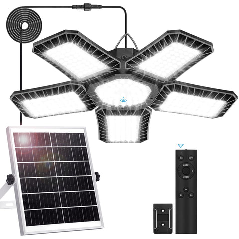 Aqonsie solar shed light with adjustable panels directing brightness where needed.