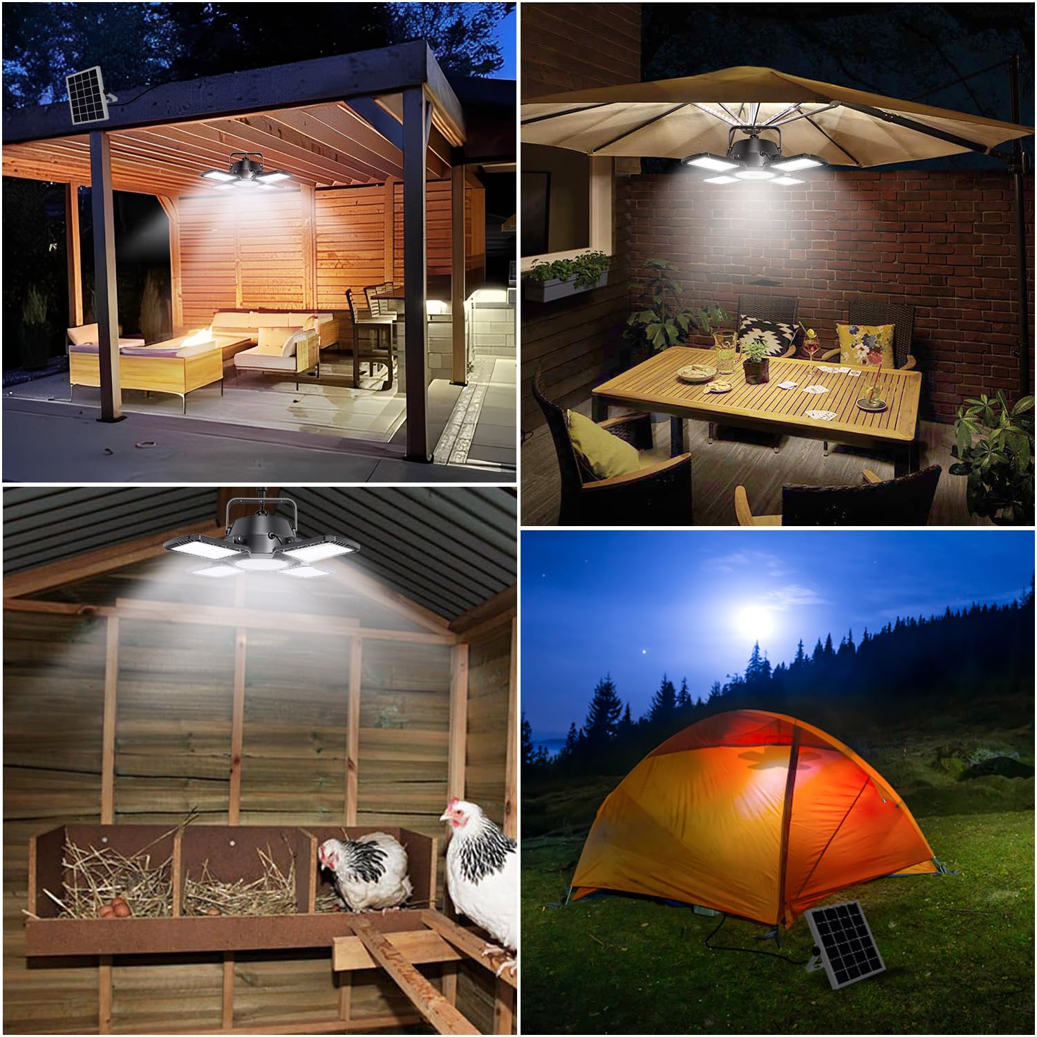 Aqonsie Solar Shed Light installed indoors and outdoors with long cord