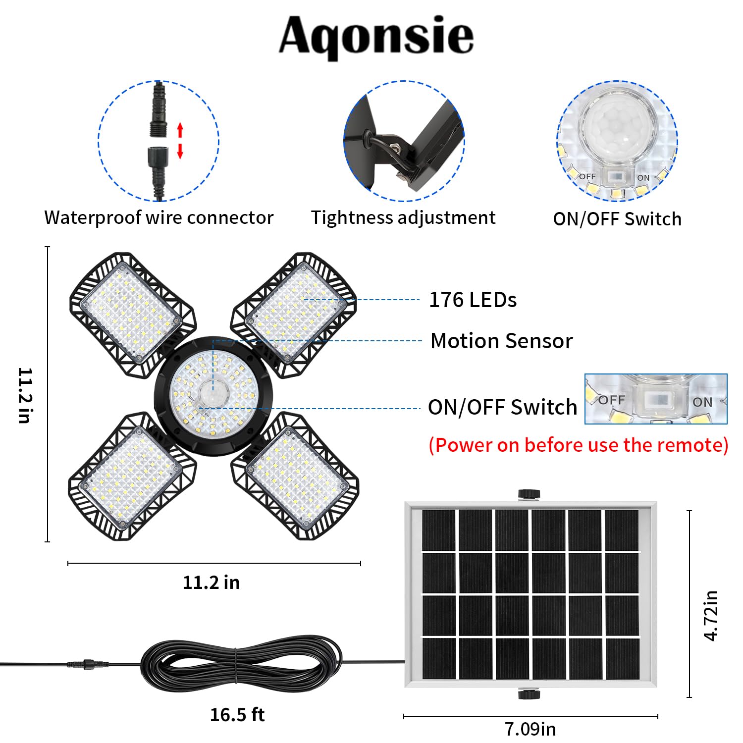Aqonsie Solar Shed Light IP65 waterproof housing for all-weather use