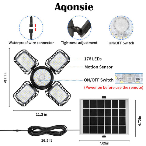 Aqonsie Solar Shed Light IP65 waterproof housing for all-weather use