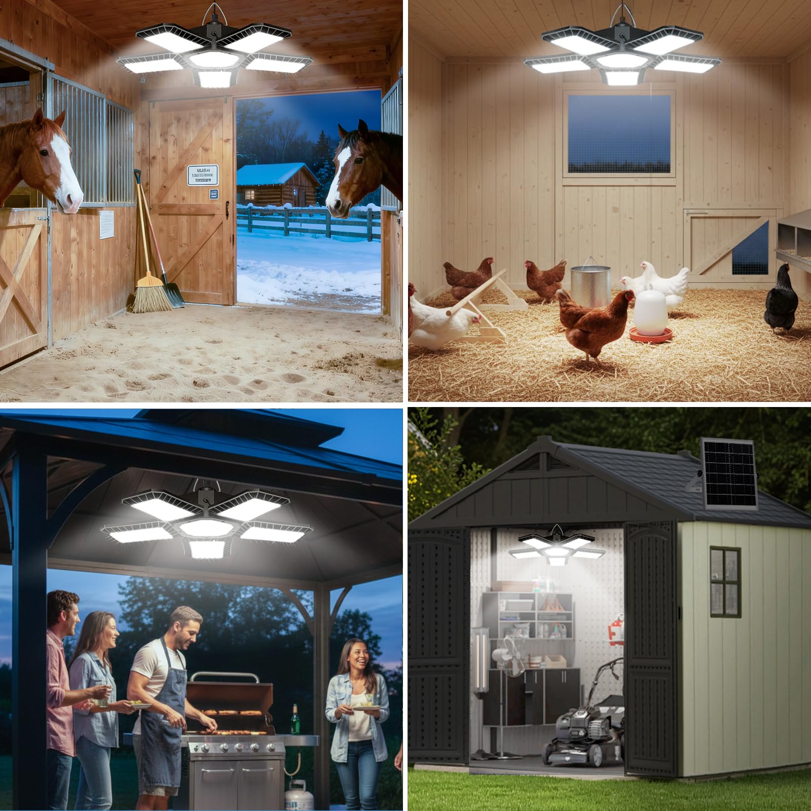 Aqonsie split-design lights indoors or outdoors with waterproof wiring.