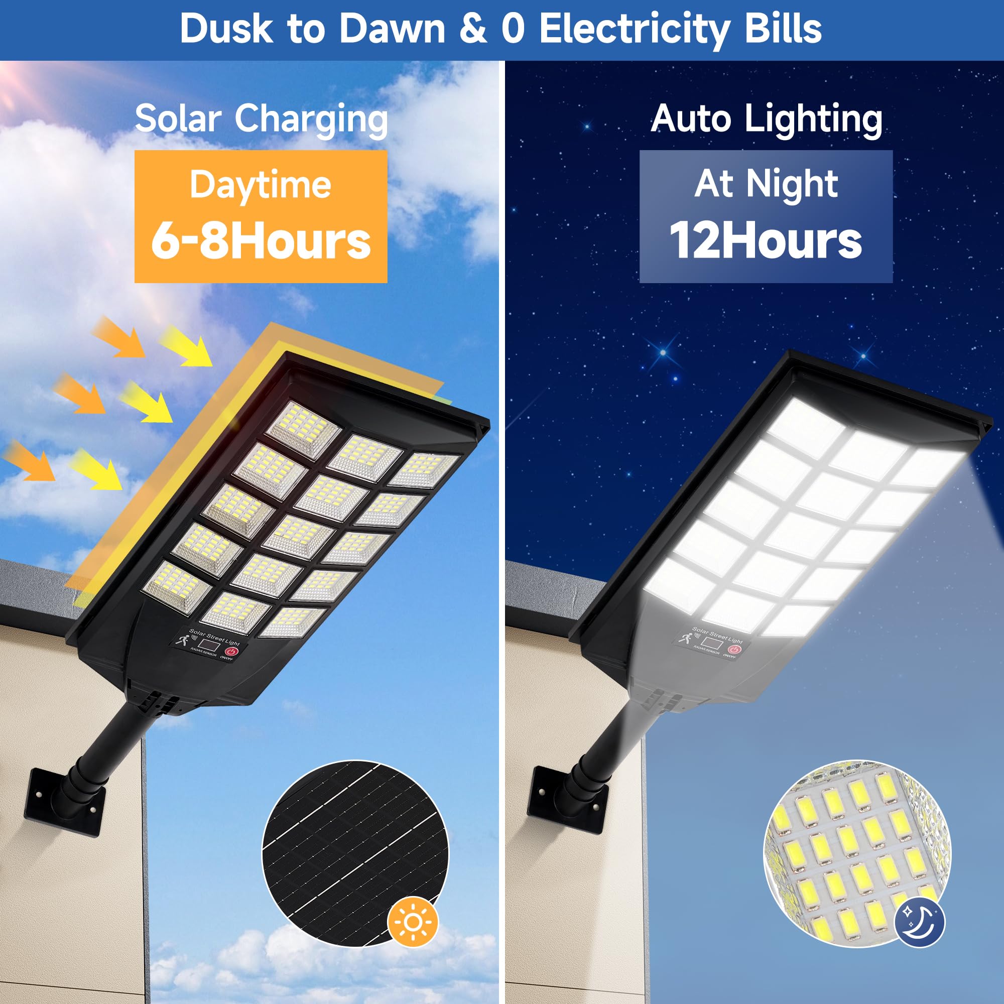 Aqraou solar light close-up on wall-mount showing rugged weatherproof design.