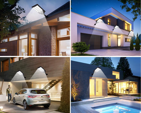 Aqraou two-pack lights shown together offer full yard coverage.