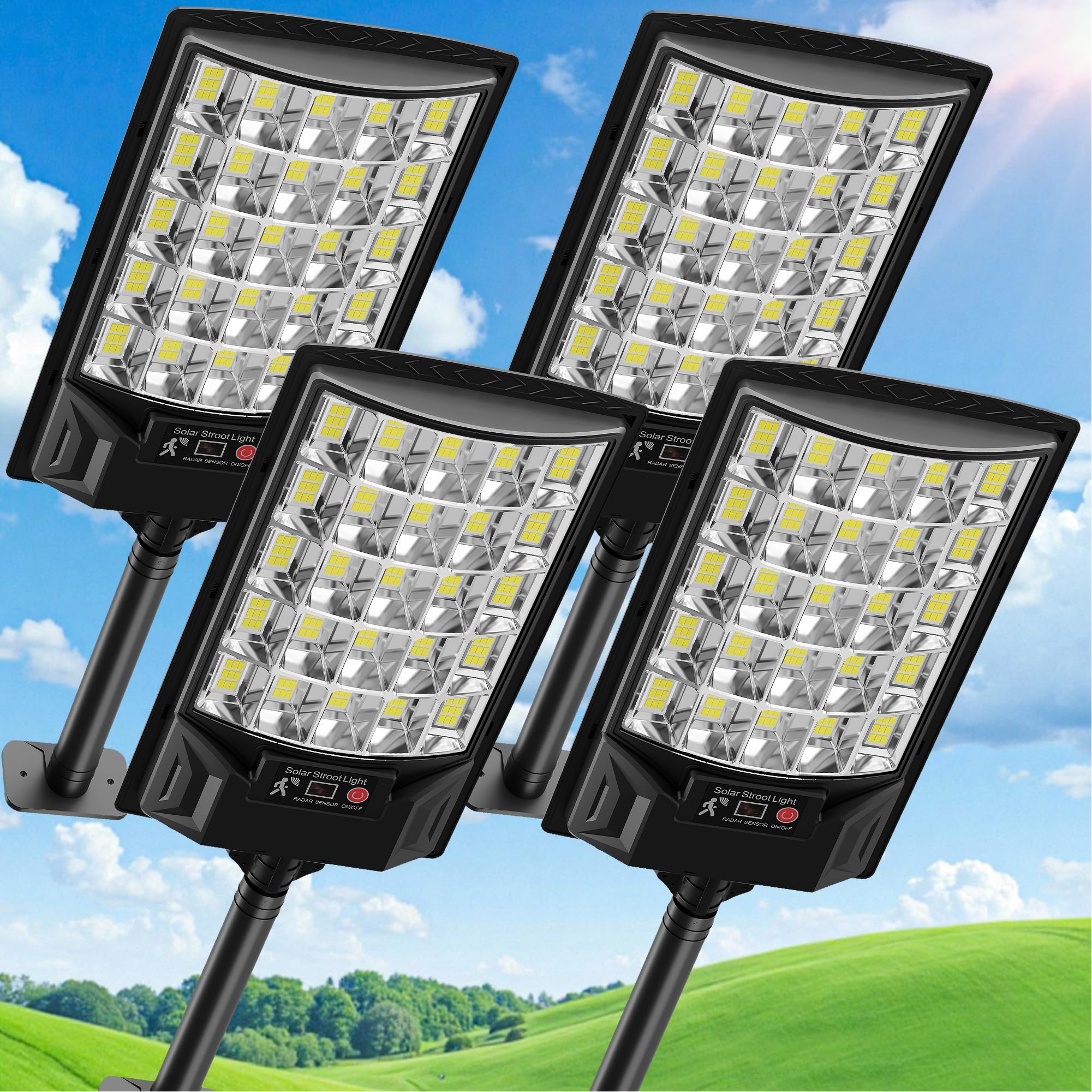 Aqraou solar street light with wide-angle beam for broad outdoor coverage.