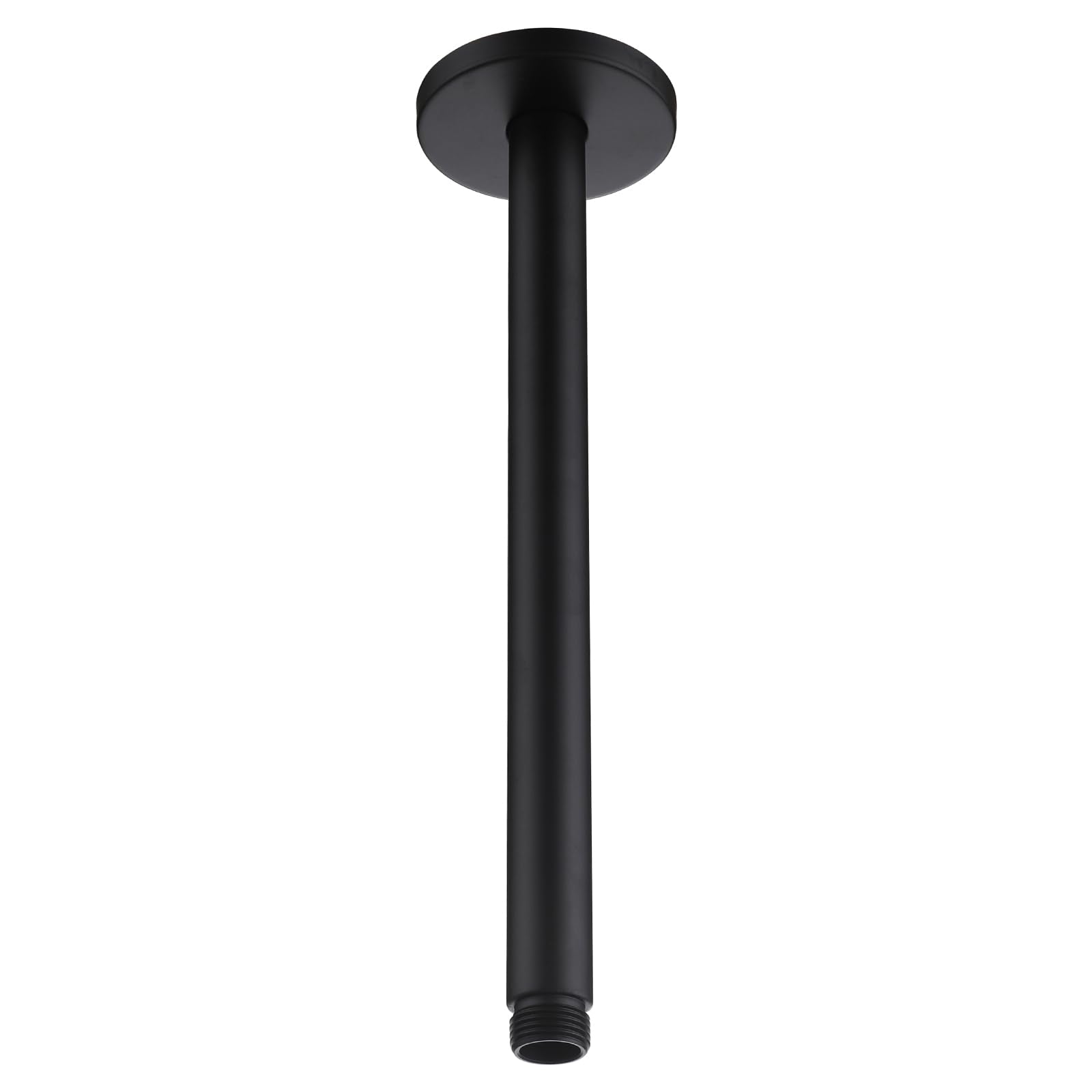 Aqua Access 12-inch ceiling arm in matte black for a sleek modern bathroom shower.