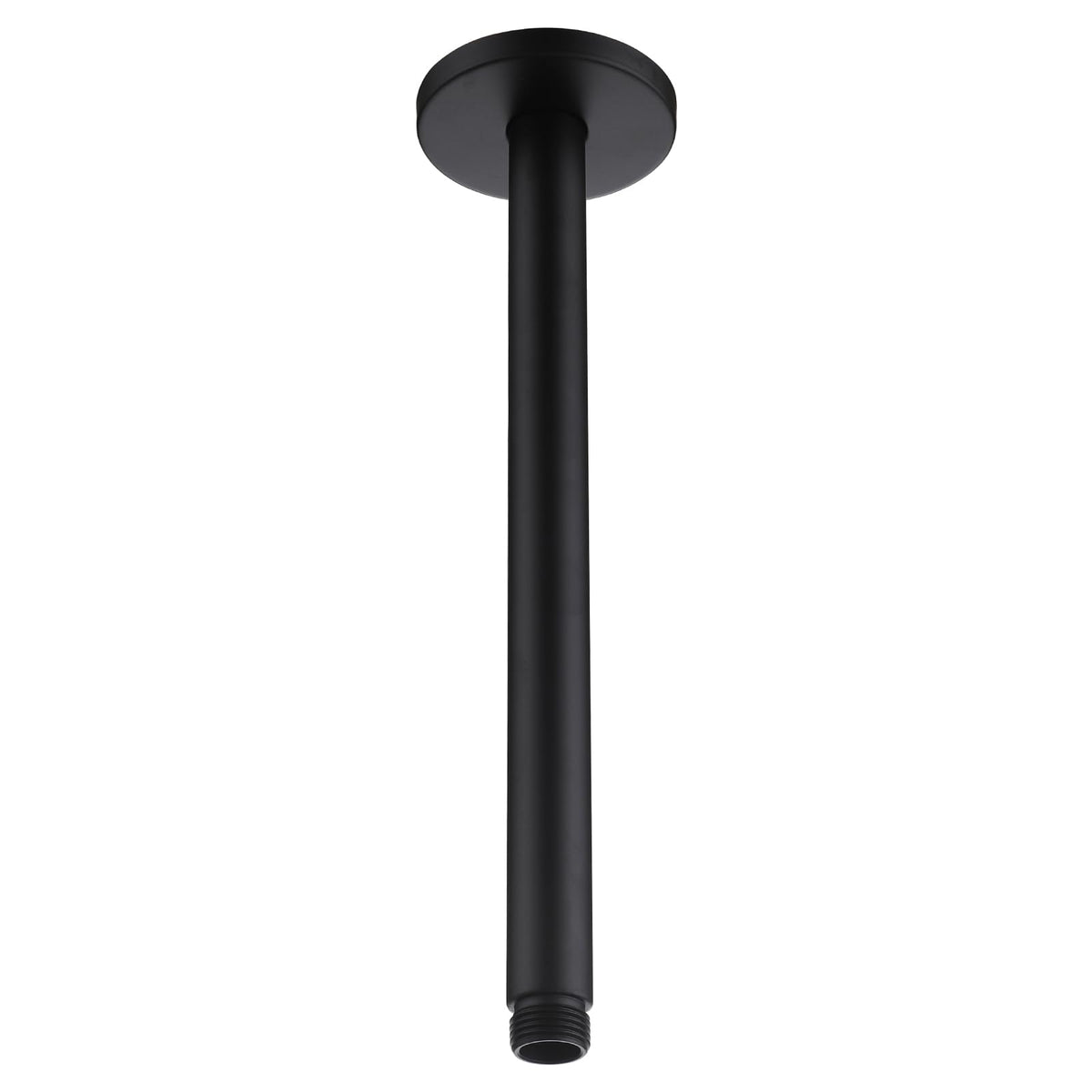 Aqua Access 12-inch ceiling arm in matte black for a sleek modern bathroom shower.