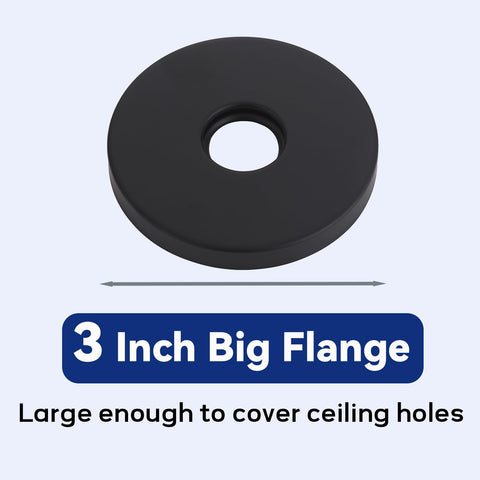Aqua Access large flange matte black upgrade for a clean ceiling outlet.