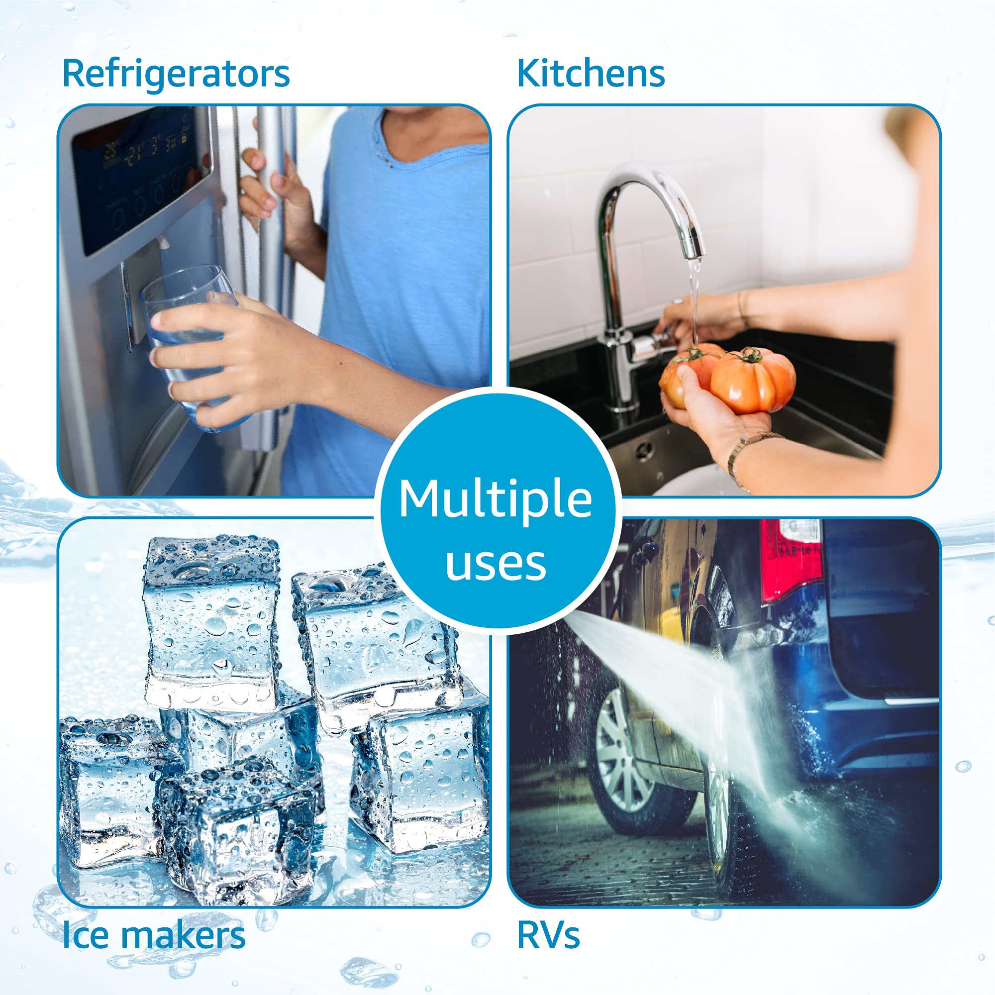 Aqua Crest 1000R fridge compatibility image highlighting easy plug-in fit.