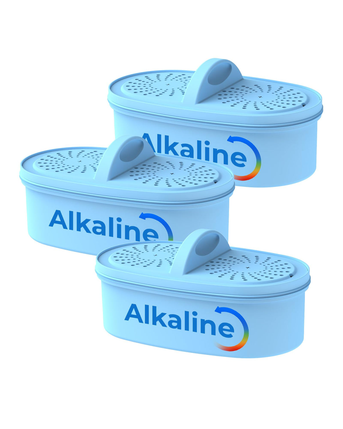 Aqua Crest alkaline filter 3-pack packaging shown for Waterdrop pitchers, ready for easy replacement.