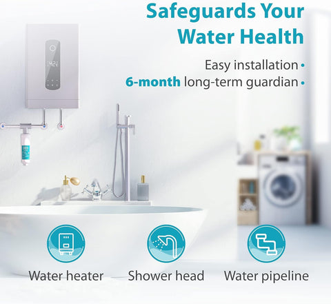 AQUA CREST AP431 AP430SS installed on cold-water line for heater supply.
