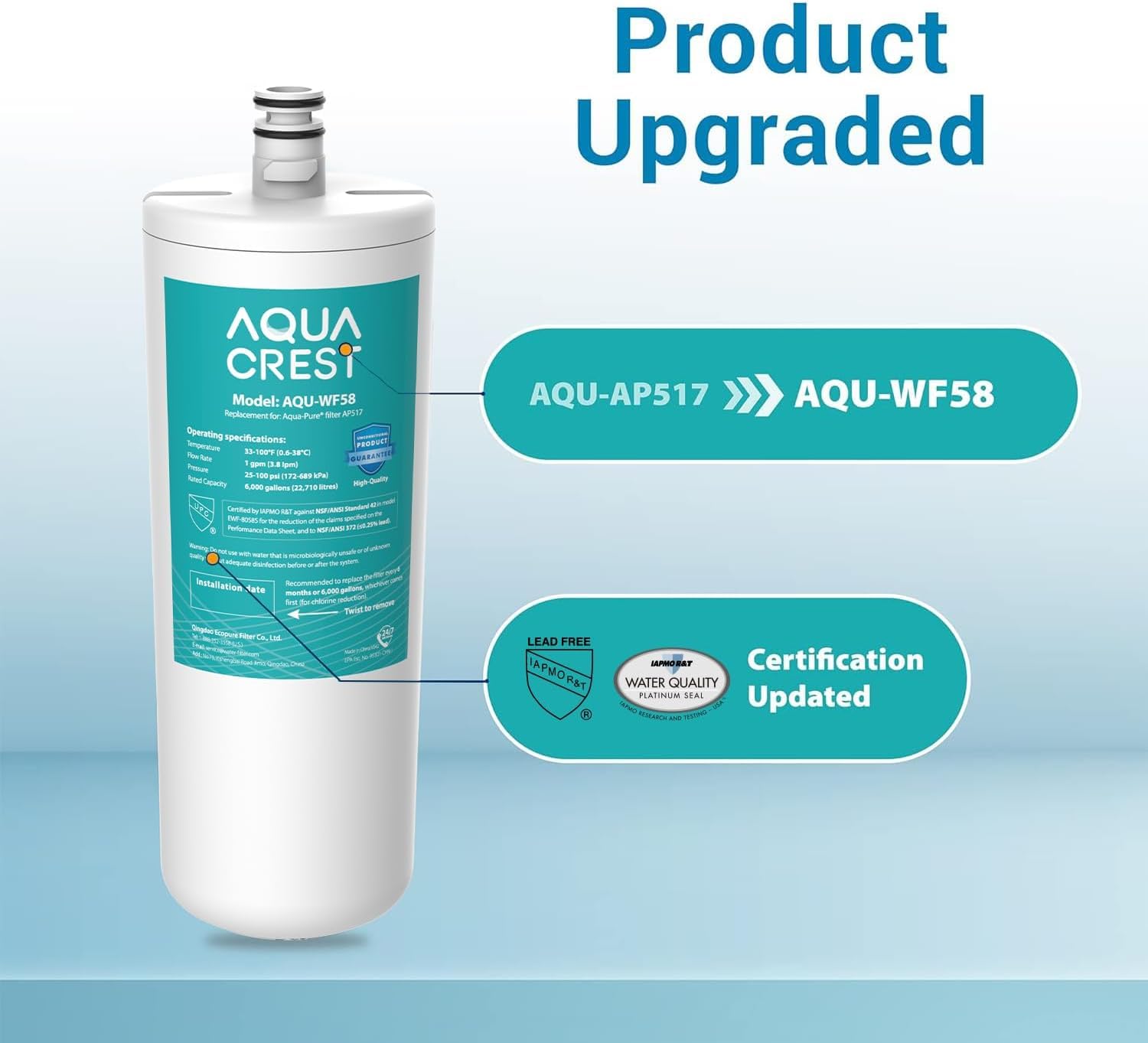 Aqua Crest AP517 compatibility with AP510 and AP517EA for simple replacement