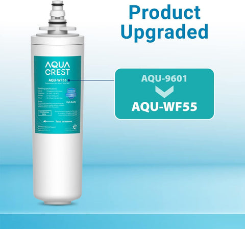 AQUACREST AQU-WF55 cartridge close-up showing coconut carbon block