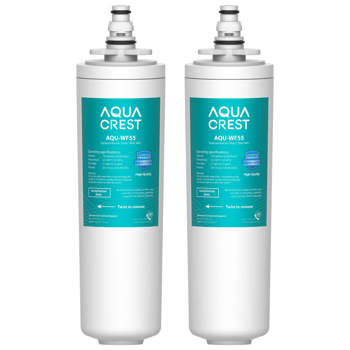 AQUACREST AQU-WF55 filter assembly reduces chlorine for cleaner water