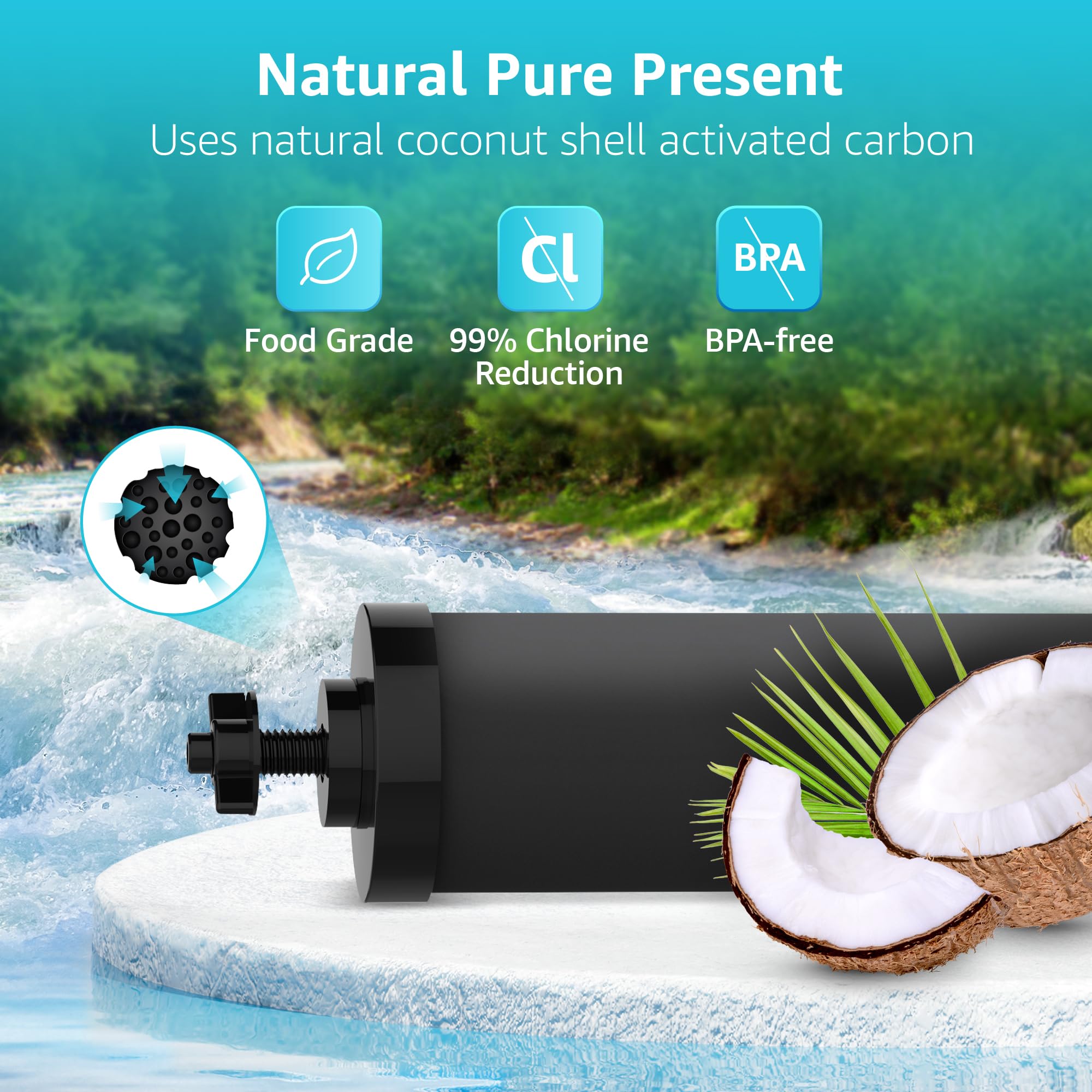 AQUA CREST coconut activated carbon media for filtration.