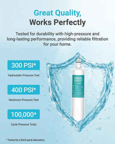 AQUA CREST cold-water valve connection ensures reliable installation.