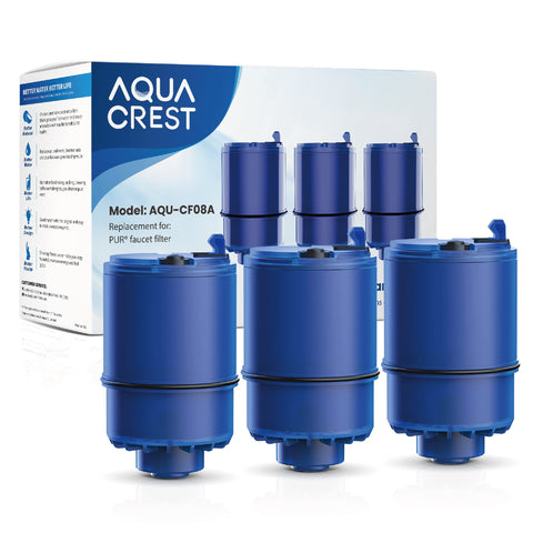 AQUA CREST faucet filter 3-pack compatible with PUR Plus for seamless replacement