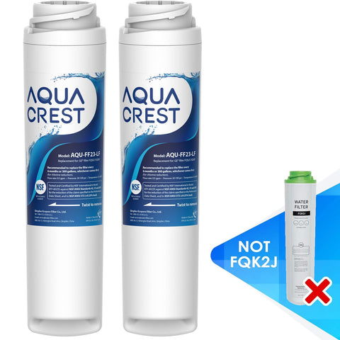 AQUA CREST FQSLF filtered drinking water glass shows a refreshing sip after filtration.