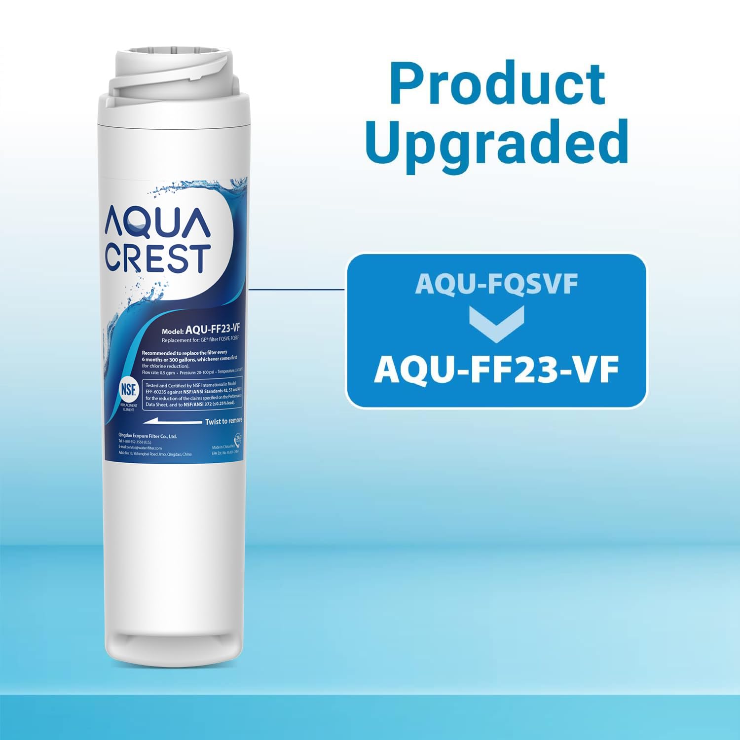 Aqua Crest two-pack filters shown with packaging, ready for replacement