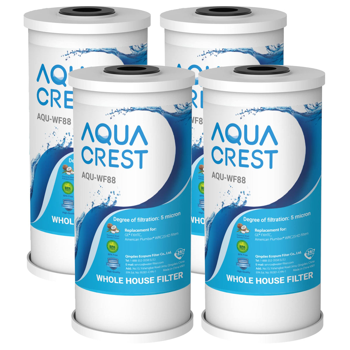 AQUA CREST FXHTC filter-pack front view for whole-house filtration