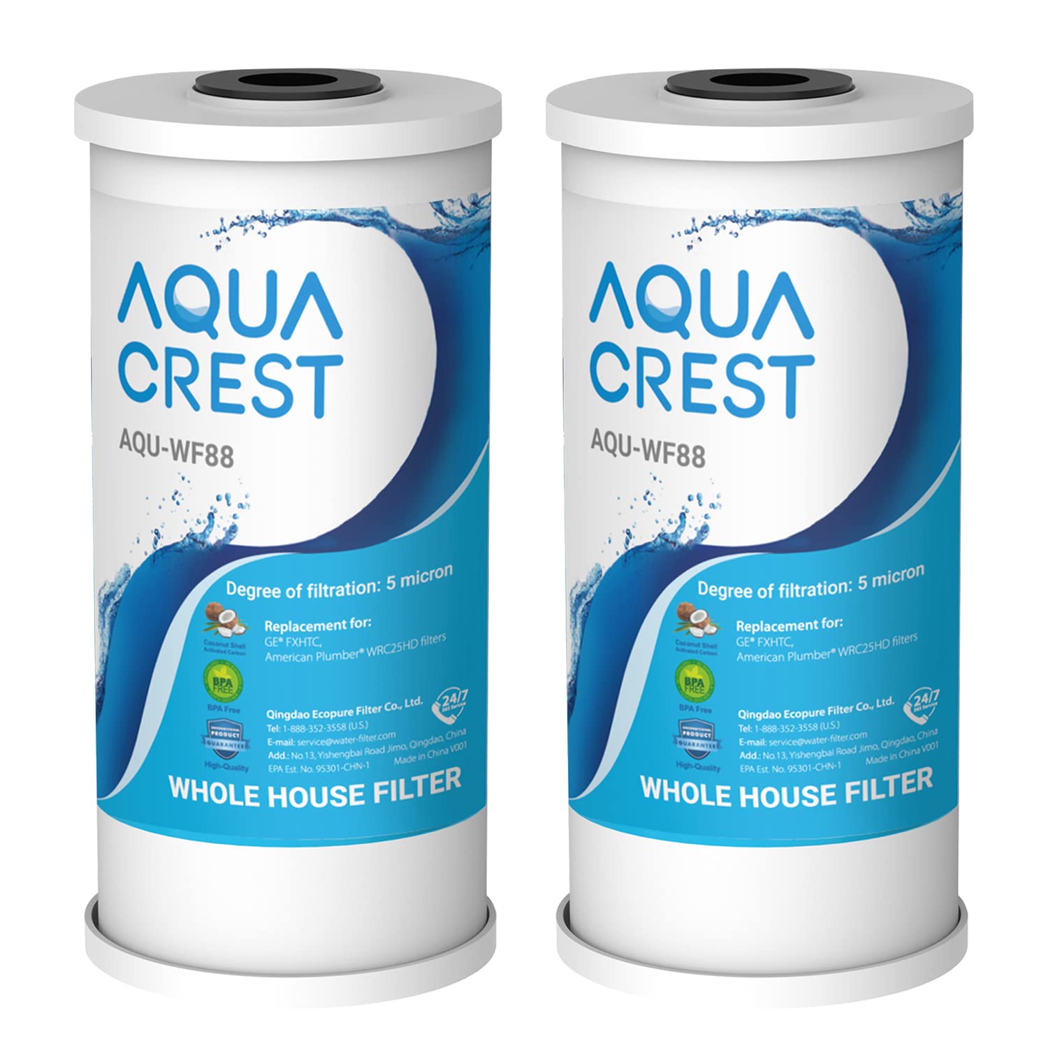 AQUA CREST FXHTC two-pack for whole-house filtration improves sediment and taste