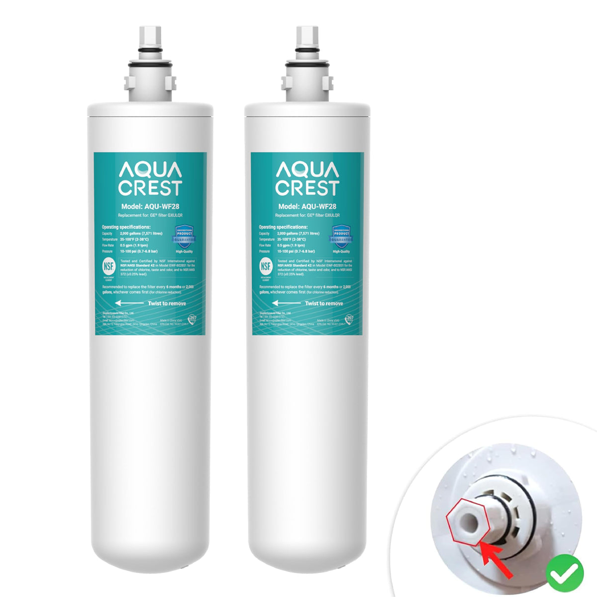 Aqua Crest GXULQR replacement filter pack for GE systems improves water taste.