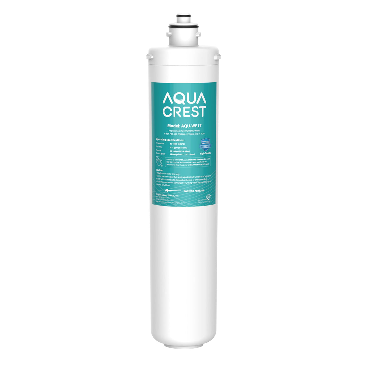 Aqua Crest H-104 filter cartridge ready for installation improving water quality