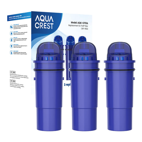 AQUA CREST NSF-certified pitcher filter reduces chlorine for fresher water.