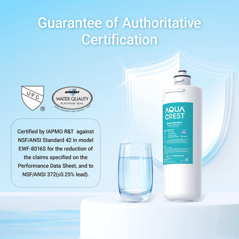 IAPMO-certified AQUA CREST filter for reliable, standards-based filtration