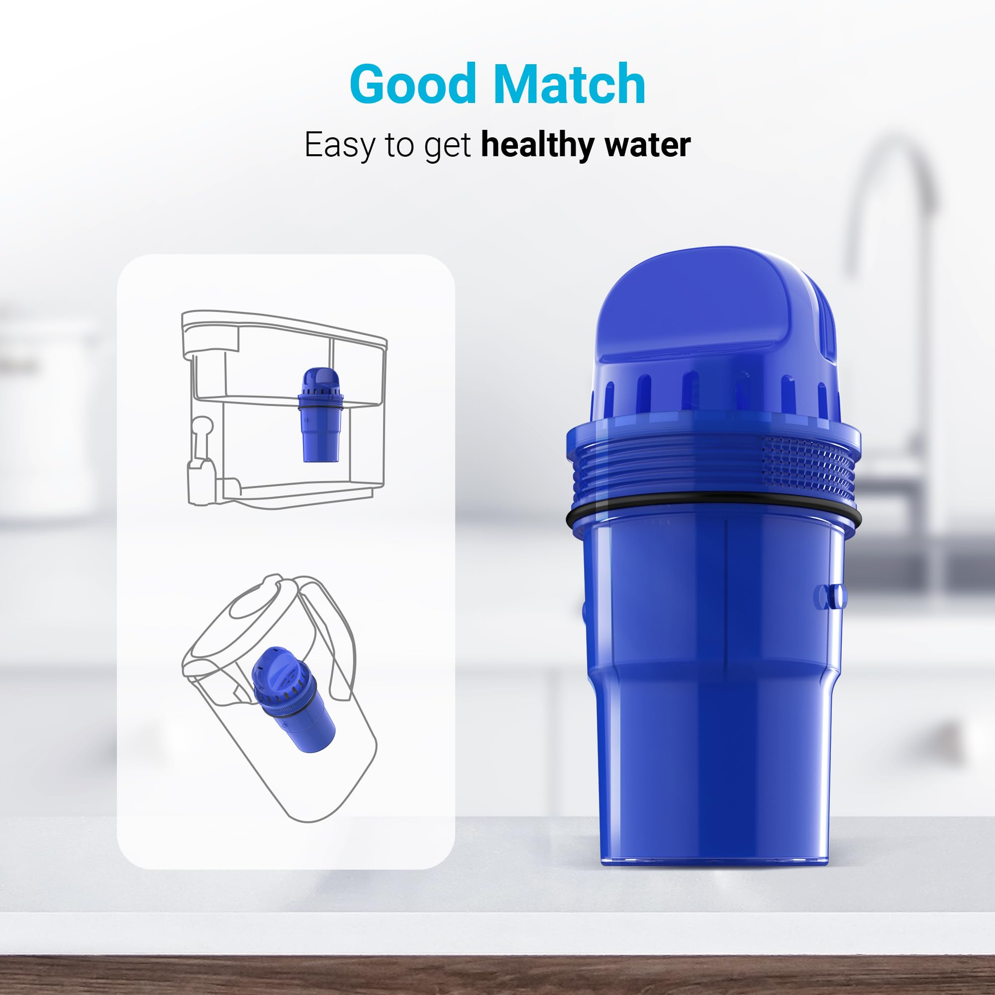 AQUA CREST PUR filter in use in a pitcher delivers cleaner water.