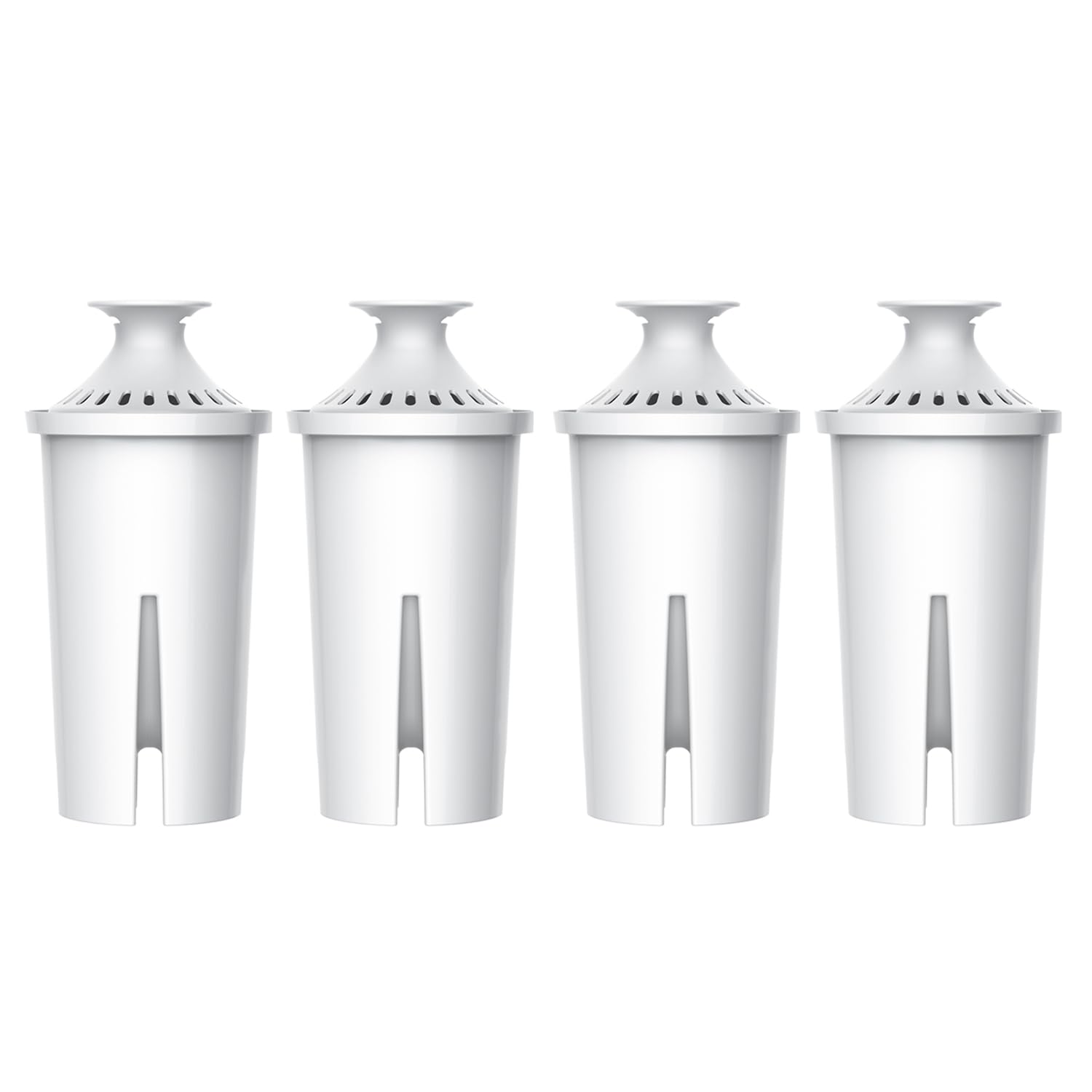 AQUA CREST replacement filter front view showing compact design for Brita compatibility.