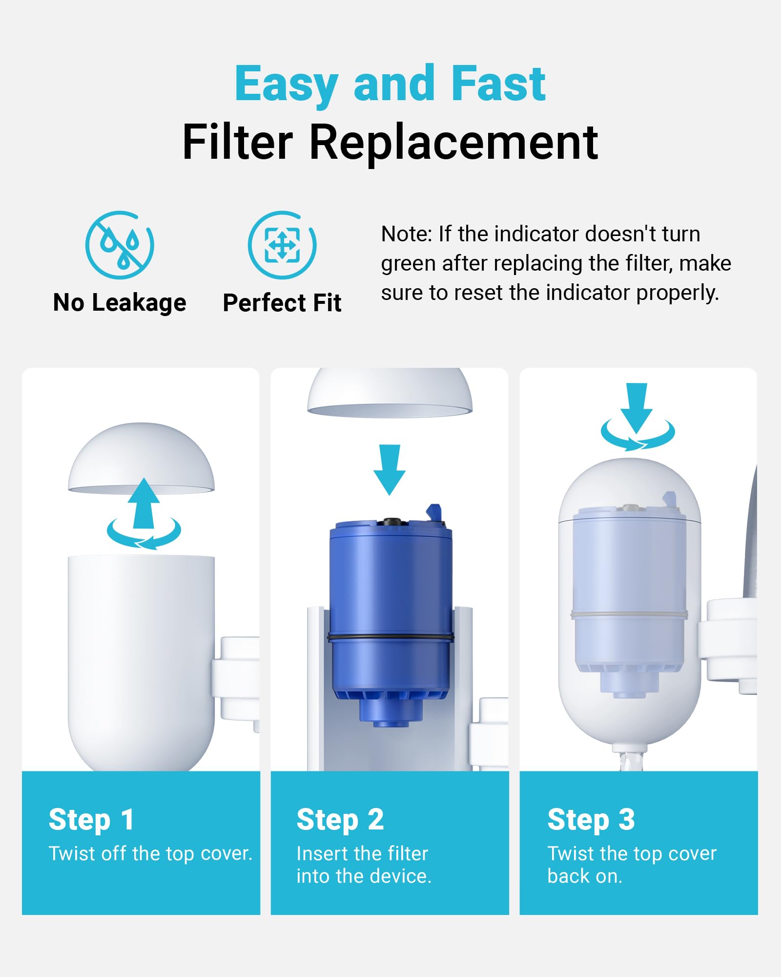 AQUA CREST soak and flush instruction to prime the filter before use.