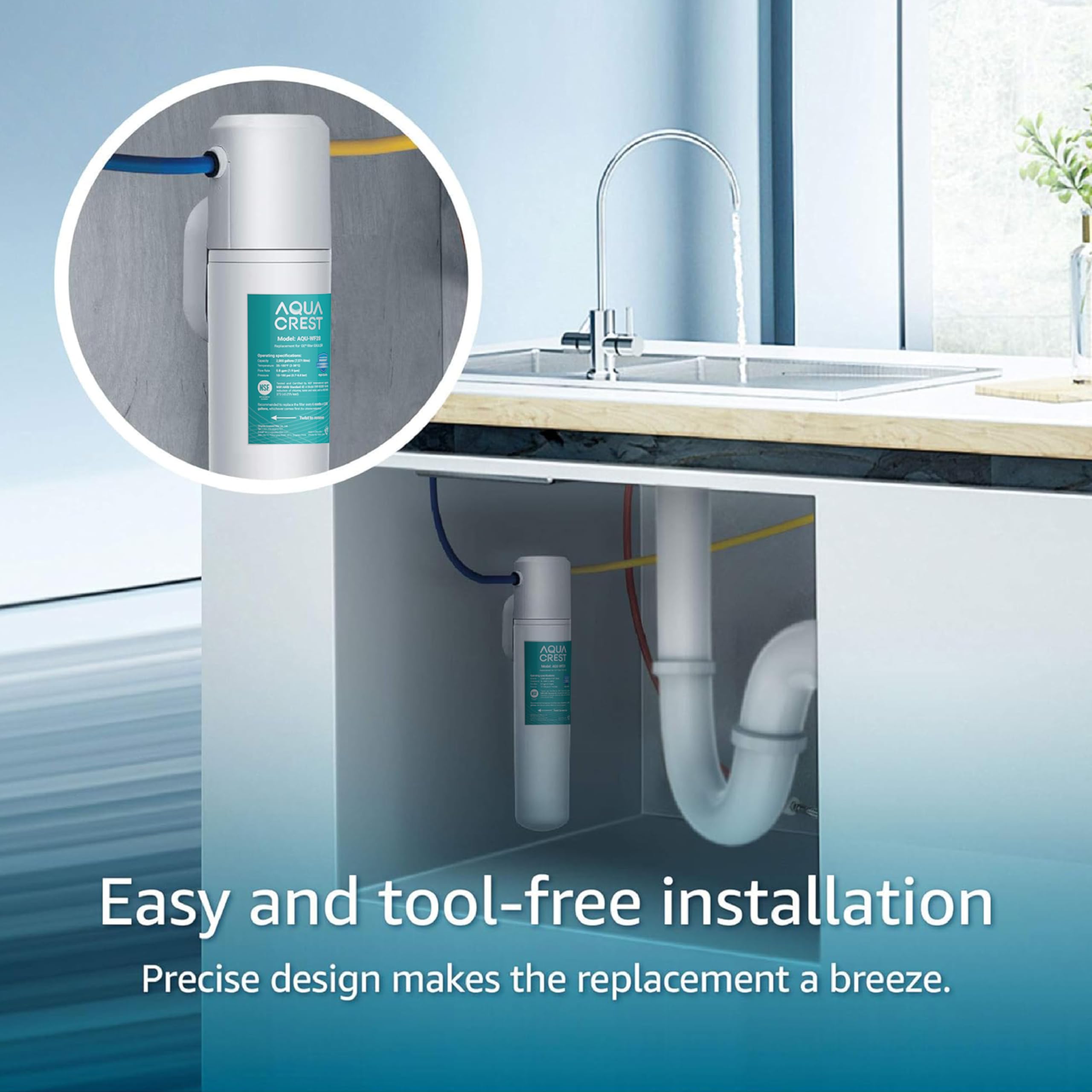 Aqua Crest stable flow-rate filter maintains consistent water pressure.