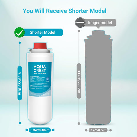 Aqua Crest WF283-R packaging emphasizes safe materials and Elkay/Halsey Taylor compatibility.