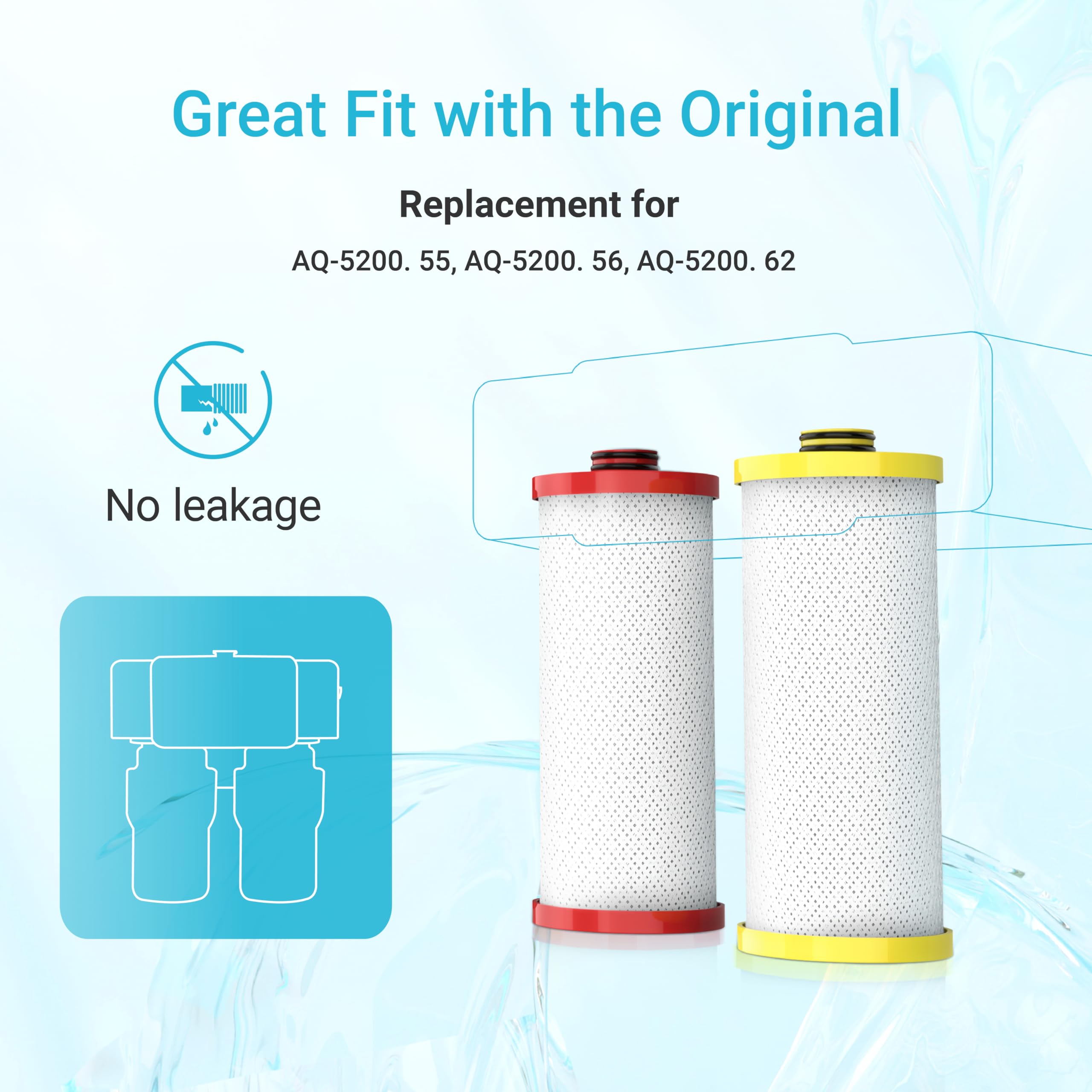 Aqua Crest WF52-R under-sink installation showing tool-free setup.