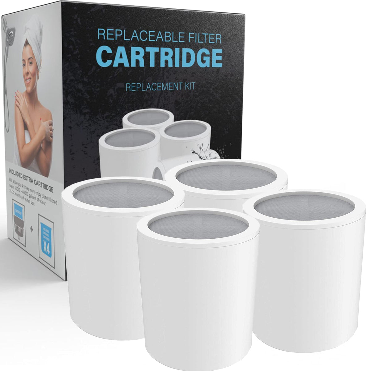 Aqua Earth mega-pack four cartridges for shower filter improve water purity