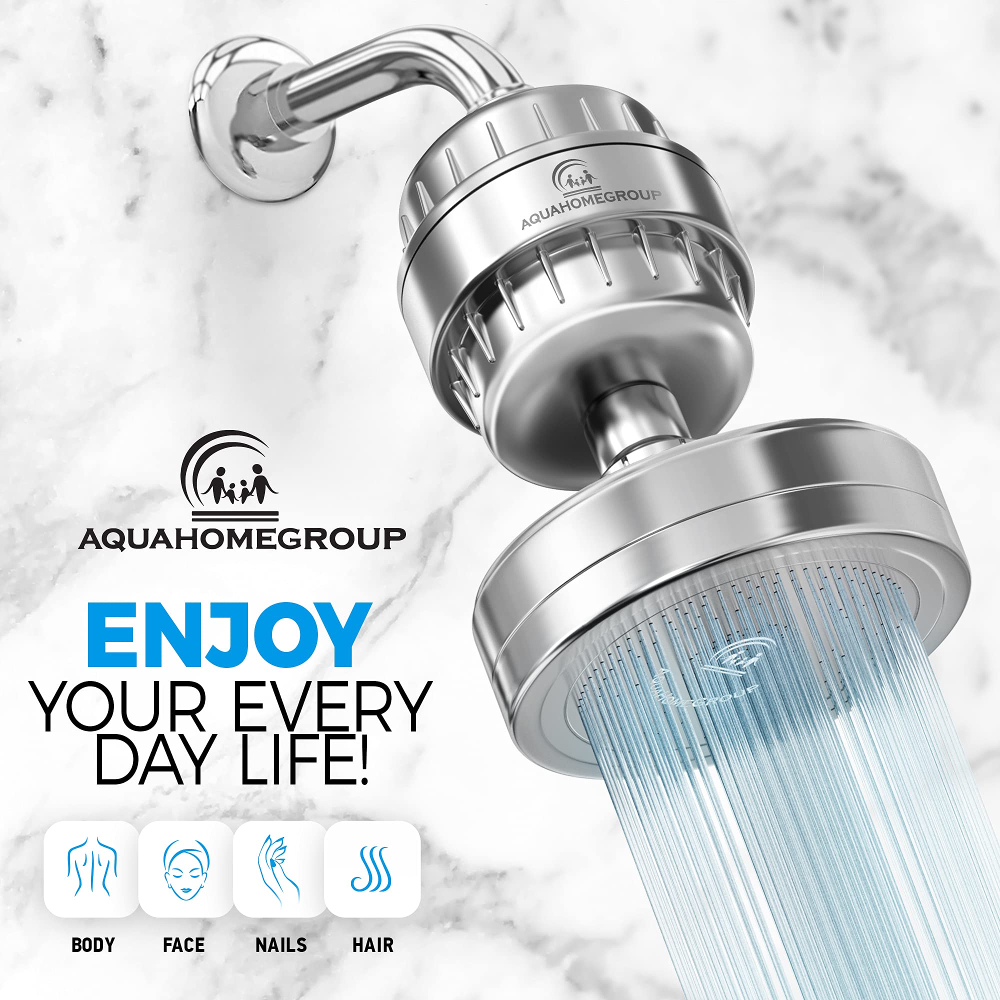 AquaHomeGroup vitamin C cartridge detail highlighting enriched water experience