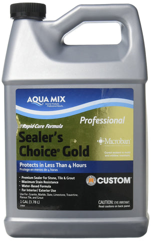 Aqua Mix Sealer's Choice Gold bottle close-up for premium stone protection.
